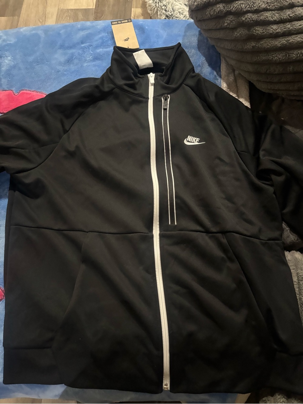 Nike Black Performance Full-Zip Jacket with White Trim